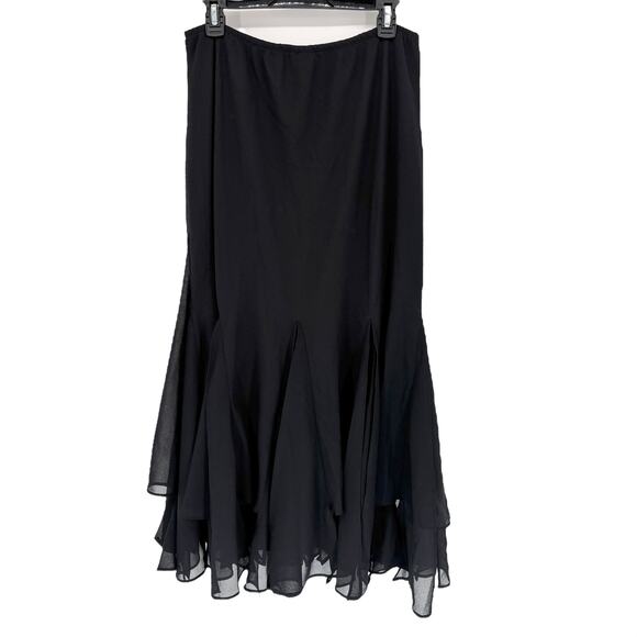 Vtg 90s Y2K Midi Maxi Skirt Plus Size 16W Ruffle Chiffon Witch Whimsigoth Fairy - Picture 4 of 6